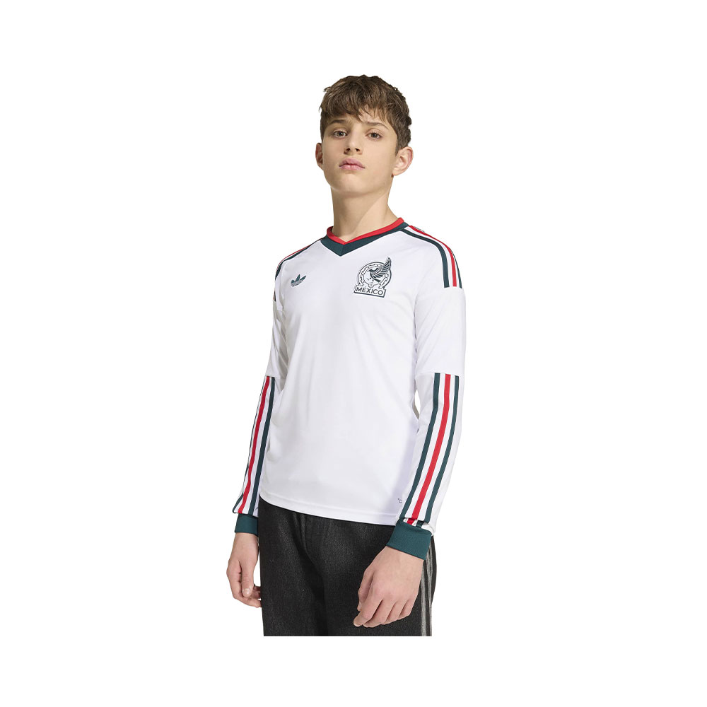 Mexico 26 Away Kids Long Sleeve Jersey Adidas BLANCO 