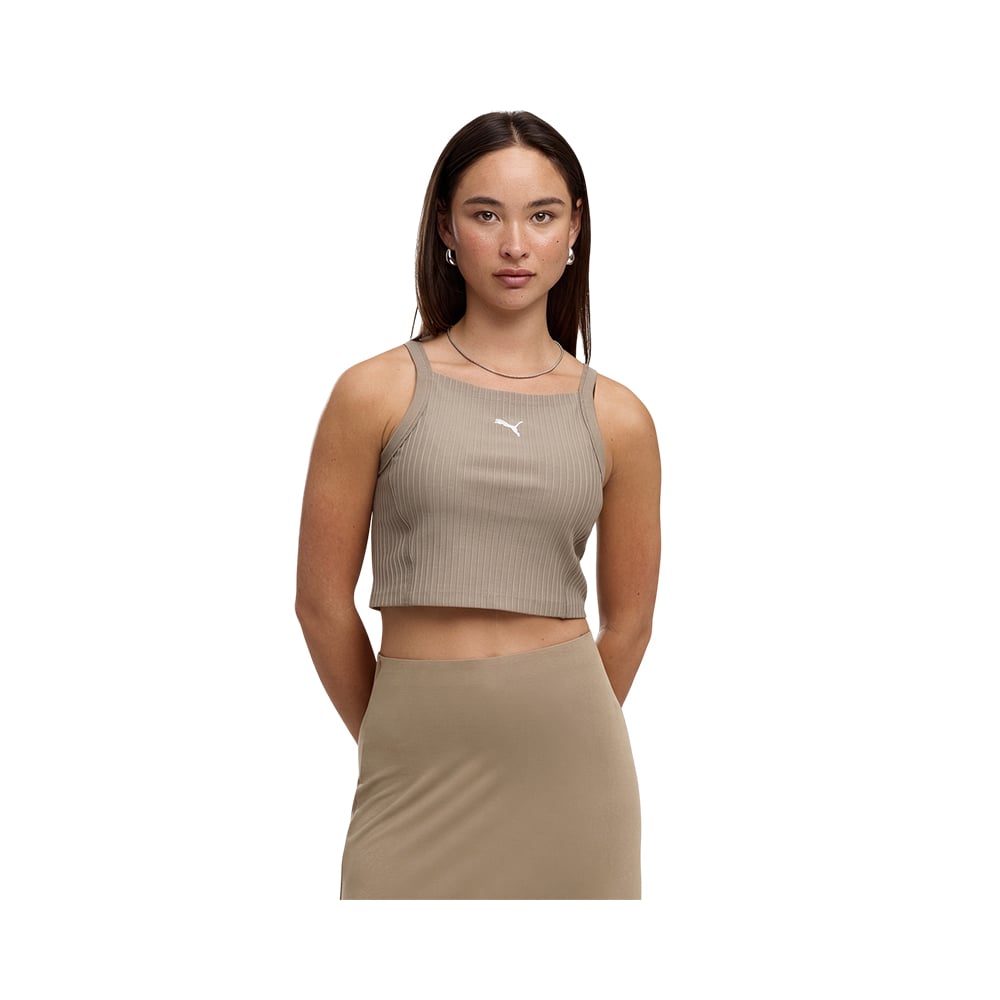 Ess Ribbed Crop Topmouse Gray Puma MULTICOLOR 
